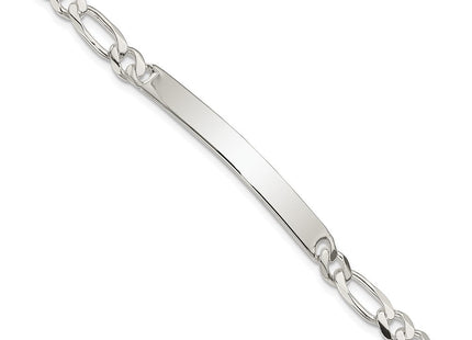 Sterling Silver Figaro Link ID Bracelet (Style QFD150-8)