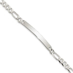 Sterling Silver Figaro Link ID Bracelet, 7 x 5mm view