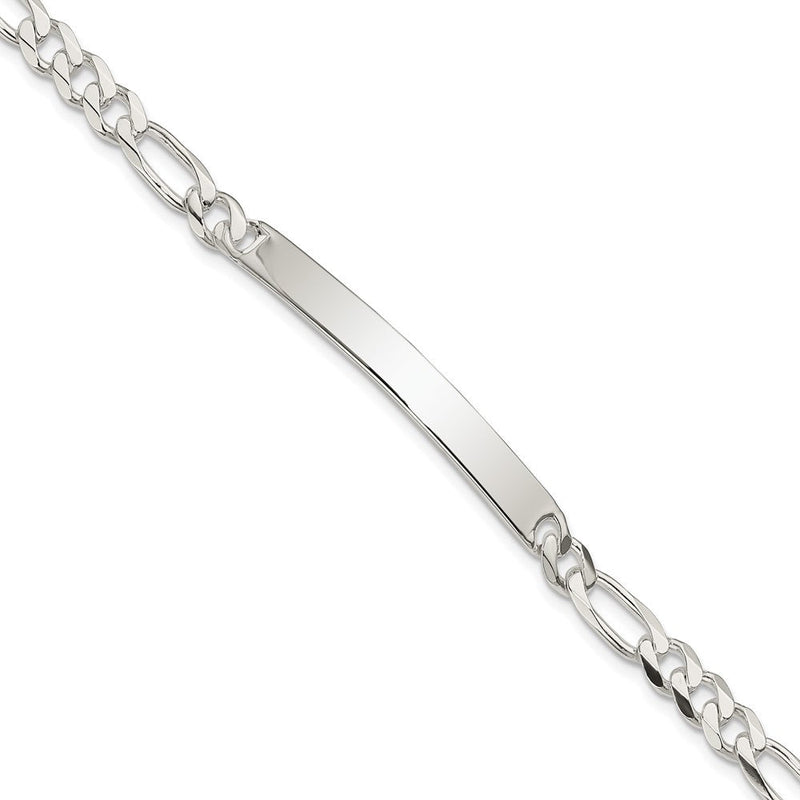 Sterling silver figaro link ID bracelet