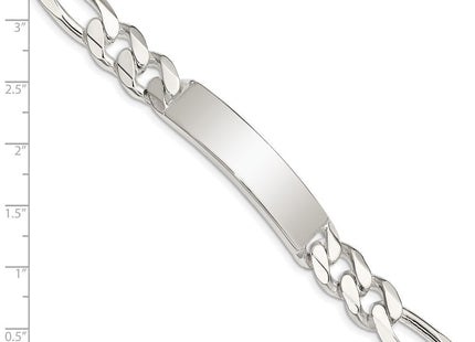Sterling Silver Figaro Link ID Bracelet (Style QFD300-8)
