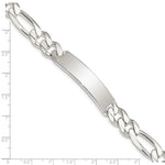 Sterling Silver Figaro Link ID Bracelet, 8 x 10mm view