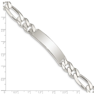 Sterling Silver Figaro Link ID Bracelet, 8 x 10mm