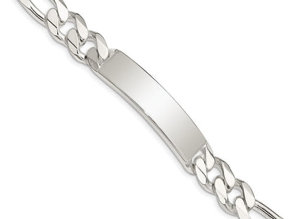 Sterling Silver Figaro Link ID Bracelet (Style QFD300-8)