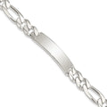 Sterling Silver Figaro Link ID Bracelet, 8 x 10mm