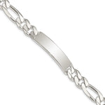 Sterling Silver Figaro Link ID Bracelet, 8 x 10mm view