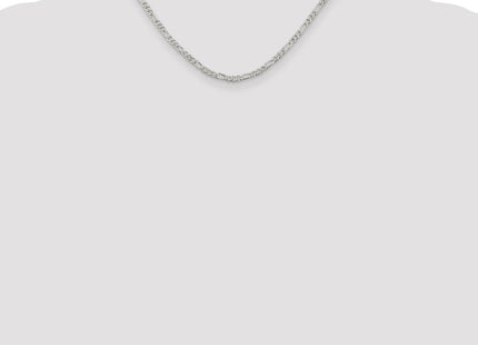 Sterling Silver Pav Flat Figaro Chain (Style QFF080-16)