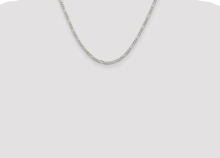 Sterling Silver Pav Flat Figaro Chain (Style QFF080-18)