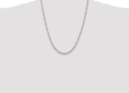 Sterling Silver Pav Flat Figaro Chain (Style QFF080-22)