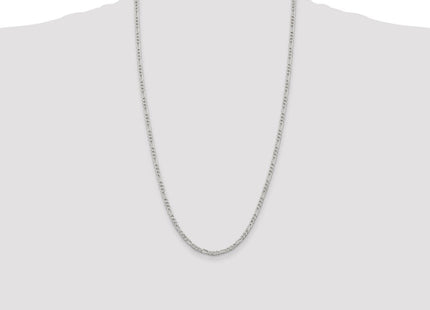 Sterling Silver Pav Flat Figaro Chain (Style QFF080-26)