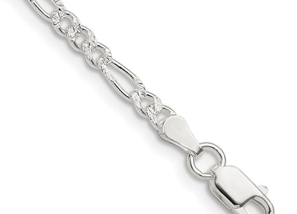 Sterling Silver Pav Flat Figaro Chain (Style QFF080-8)