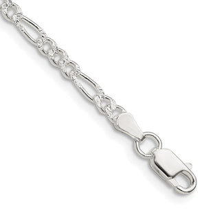 Sterling Silver Pav Flat Figaro Chain (Style QFF080-8)