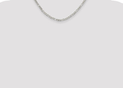 Sterling Silver Pav Flat Figaro Chain (Style QFF100-16)