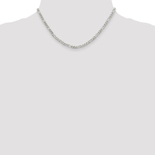 Sterling Silver Pav Flat Figaro Chain (Style QFF100-16)