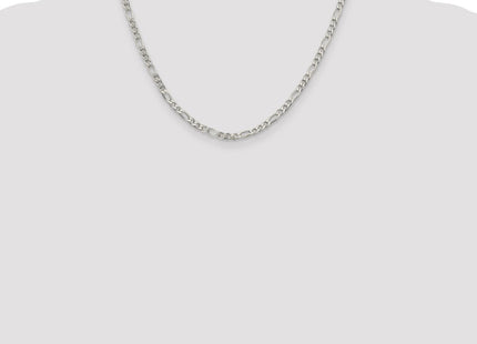 Sterling Silver Pav Flat Figaro Chain (Style QFF100-18)