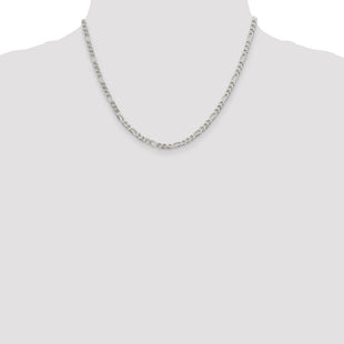Sterling Silver Pav Flat Figaro Chain (Style QFF100-18)