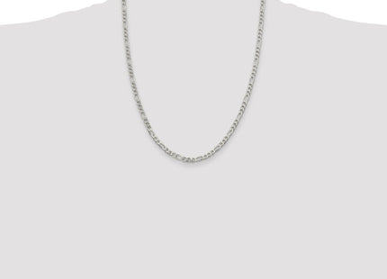 Sterling Silver Pav Flat Figaro Chain (Style QFF100-22)