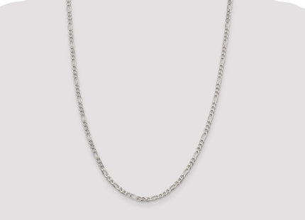 Sterling Silver Pav Flat Figaro Chain (Style QFF100-24)