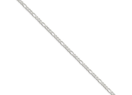 Sterling Silver Pav Flat Figaro Chain (Style QFF100-8)