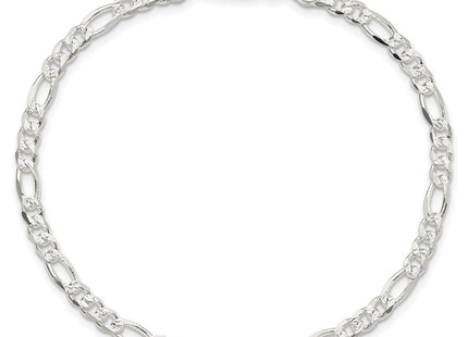 Sterling Silver Pav Flat Figaro Chain (Style QFF100-8)