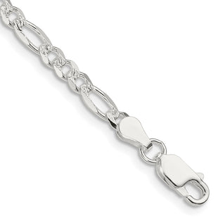 Sterling Silver Pav Flat Figaro Chain (Style QFF100-8)
