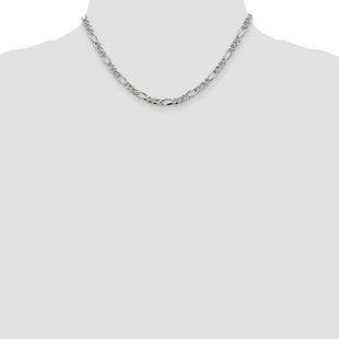 Sterling Silver Pav Flat Figaro Chain (Style QFF120-16)