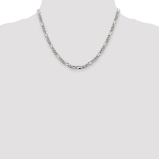 Sterling Silver Pav Flat Figaro Chain (Style QFF120-18)