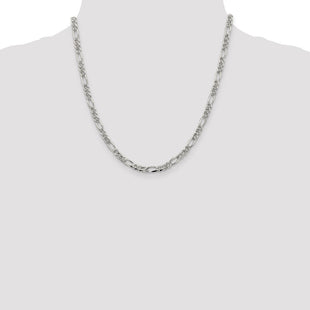 Sterling Silver Pav Flat Figaro Chain (Style QFF120-20)