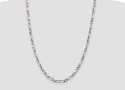 Sterling Silver Pav Flat Figaro Chain (Style QFF120-24)