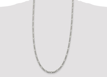 Sterling Silver Pav Flat Figaro Chain (Style QFF120-28)