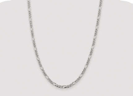 Sterling Silver Rhodium-plated Pav Flat Figaro Chain, 24 x 4.75mm