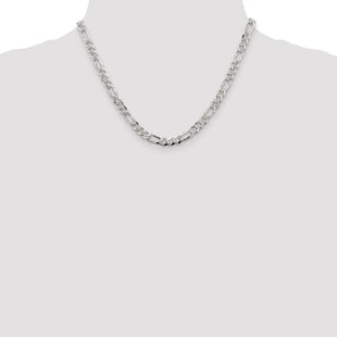 Sterling Silver Pav Flat Figaro Chain (Style QFF150-18)