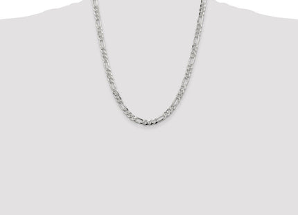 Sterling Silver Pav Flat Figaro Chain (Style QFF150-22)