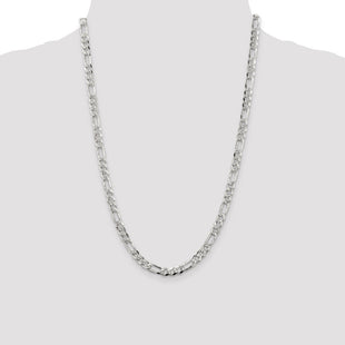 Sterling Silver Pav Flat Figaro Chain (Style QFF150-24)