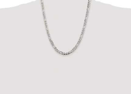 Sterling Silver Rhodium-plated Pav Flat Figaro Chain, 22 x 5.5mm