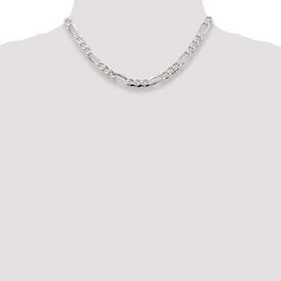 Sterling Silver Pav Flat Figaro Chain (Style QFF180-16)
