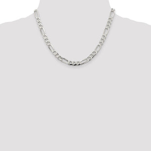 Sterling Silver Pav Flat Figaro Chain (Style QFF180-18)