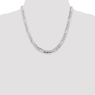 Sterling Silver Pav Flat Figaro Chain (Style QFF180-20)