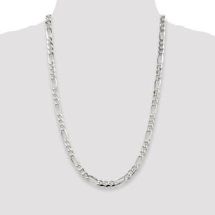 Sterling Silver Pav Flat Figaro Chain (Style QFF180-26)