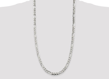 Sterling Silver Pav Flat Figaro Chain (Style QFF180-28)
