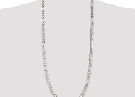 Sterling Silver Pav Flat Figaro Chain (Style QFF180-30)