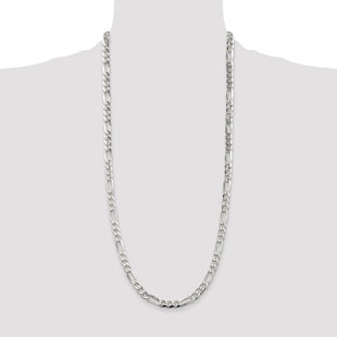 Sterling Silver Pav Flat Figaro Chain (Style QFF180-30)