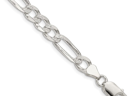 Sterling Silver Pav Flat Figaro Bracelet
