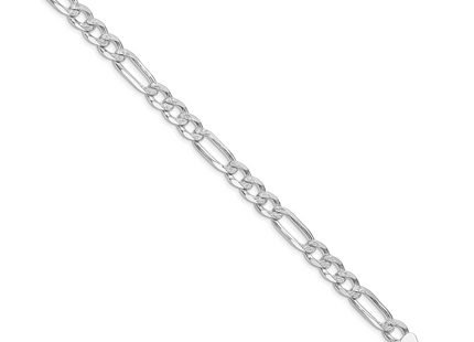 Sterling Silver Rhodium-plated Pav Flat Figaro Chain, 7 x 7mm