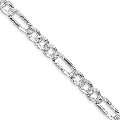 Sterling Silver Rhodium-plated Pavé Flat Figaro Chain, 7 x 7mm