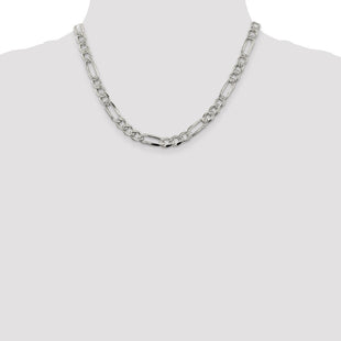 Sterling Silver Pav Flat Figaro Chain (Style QFF200-18)