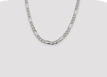 Sterling Silver Pav Flat Figaro Chain (Style QFF200-20)