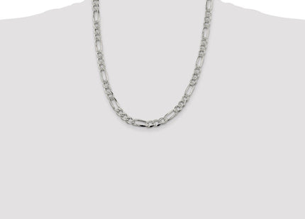 Sterling Silver Pav Flat Figaro Chain (Style QFF200-22)