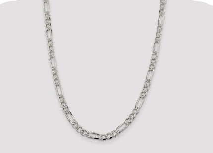 Sterling Silver Pav Flat Figaro Chain (Style QFF200-24)