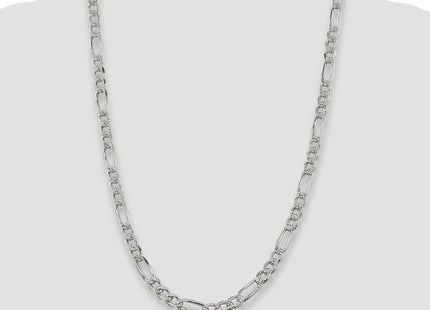 Sterling Silver Pav Flat Figaro Chain (Style QFF200-26)