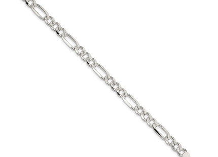 Sterling Silver Pav Flat Figaro Chain (Style QFF200-8)